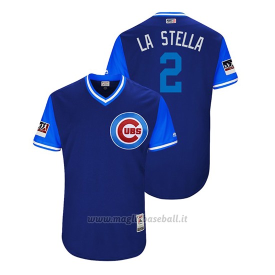 Maglia Baseball Uomo Chicago Cubs Tommy La Stella 2018 Llws Players Weekend La Stella Royal